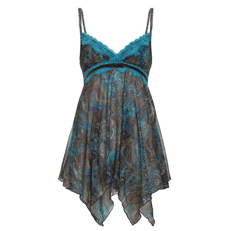 Forest Galaxy Cashew Flower Lace Trim Camisole - Irregular Loose Fit Top for Boho Chic Style