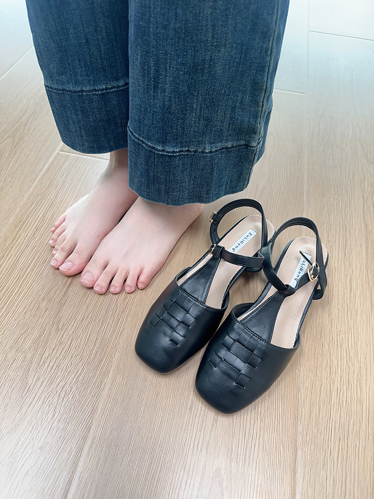 Forest Girl Square Toe Sandals for Women - Fairy Style Flat Shoes for Spring/Summer 2025, Versatile Student Footwear