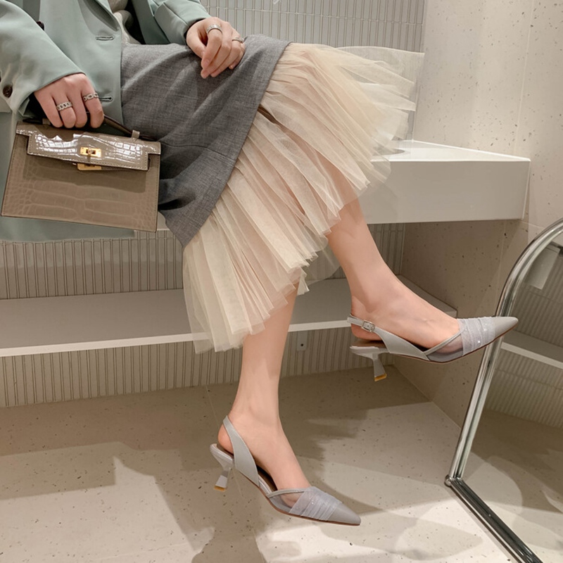 French Pointed Toe High Heels - Fairy Design Mesh Closed-Toe Sandals for Women, Summer Fashion Essential