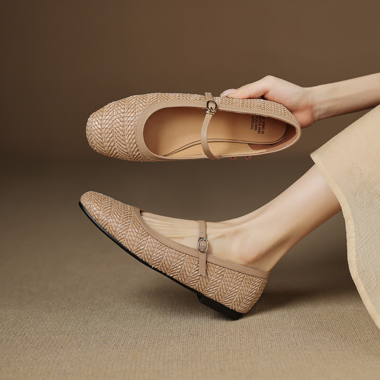 French Retro Straw Woven Flats - Vintage-Inspired Summer Shoes for Comfortable Everyday Style