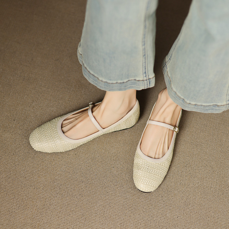 French Retro Straw Woven Flats - Vintage-Inspired Summer Shoes for Comfortable Everyday Style