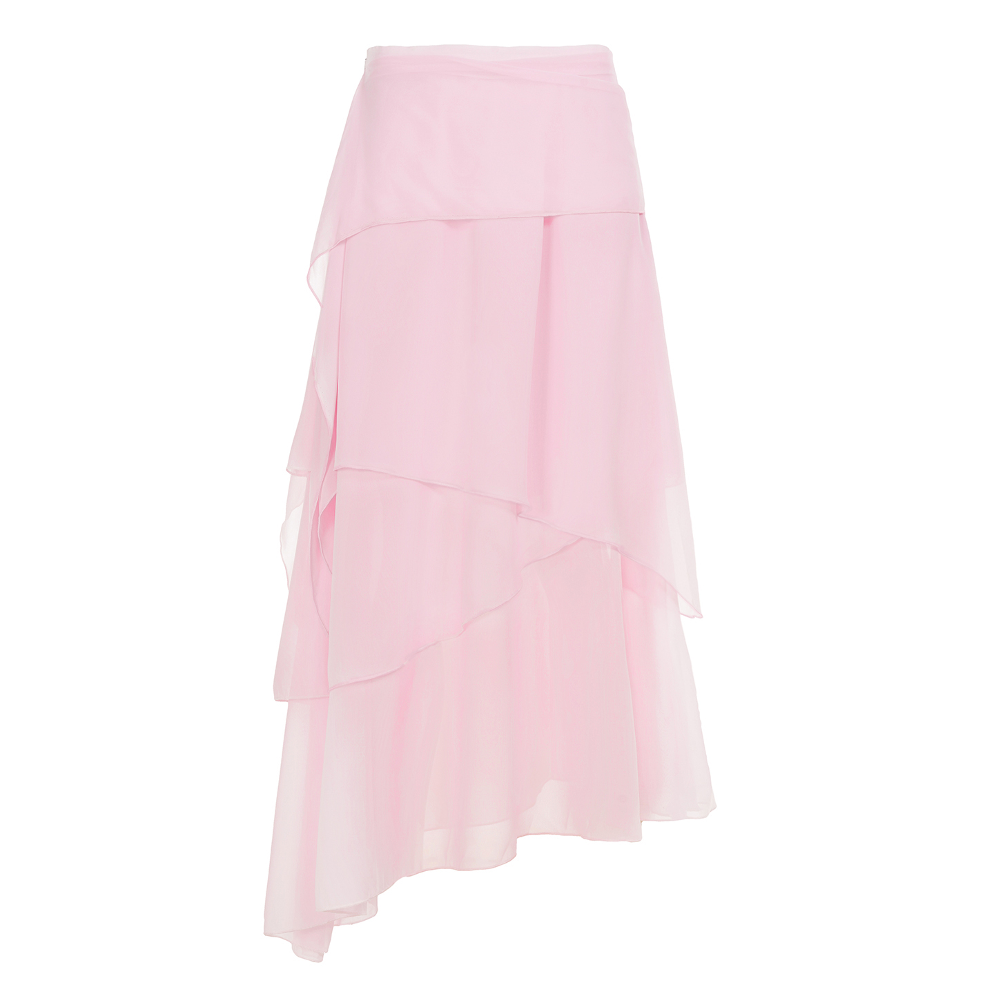 French Romantic Pink Low-Waist Irregular Ruffled Hem Bodycon Skirt - 90s Inspired Girl Style with Drape Quality