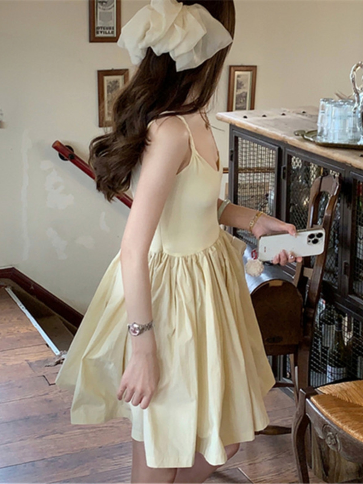 French-style Camisole Dress for Women, Summer Ballet Wind Puff Skirt, Petite Fairy Princess Dress, Cute Short Skirt for Vacation