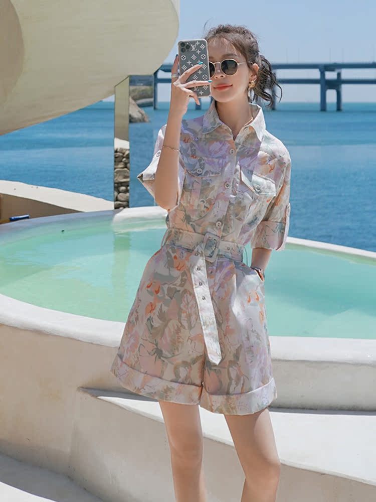 French-Style Floral Romper for Women | Summer 2025 Vacation Outfit | Chic High-End Jumpsuit for Work and Play French-Style Floral Romper for Women | Summer 2025 Vacation Outfit | Chic High-End Jumpsuit for Work and Play