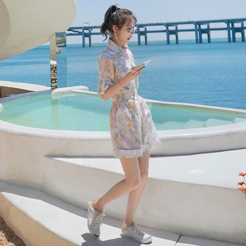 French-Style Floral Romper for Women | Summer 2025 Vacation Outfit | Chic High-End Jumpsuit for Work and Play French-Style Floral Romper for Women | Summer 2025 Vacation Outfit | Chic High-End Jumpsuit for Work and Play