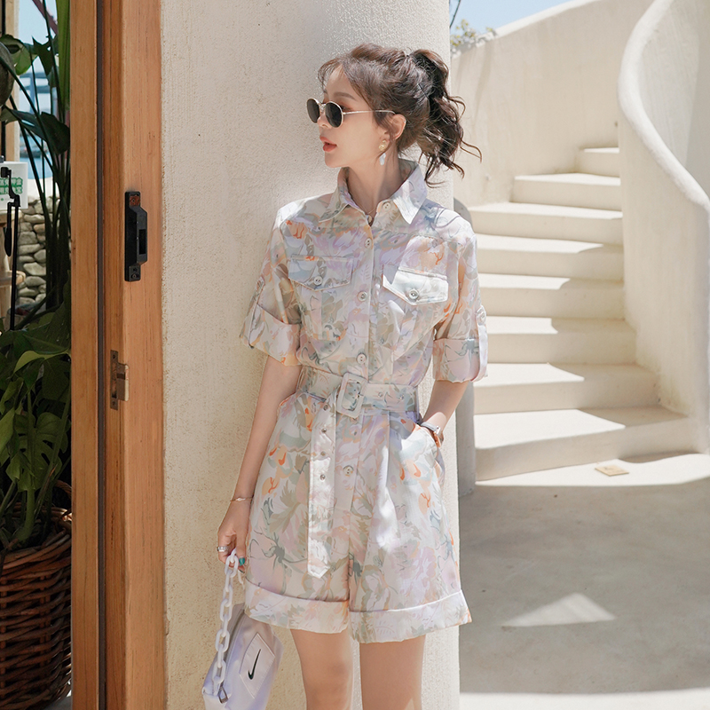 French-Style Floral Romper for Women | Summer 2025 Vacation Outfit | Chic High-End Jumpsuit for Work and Play