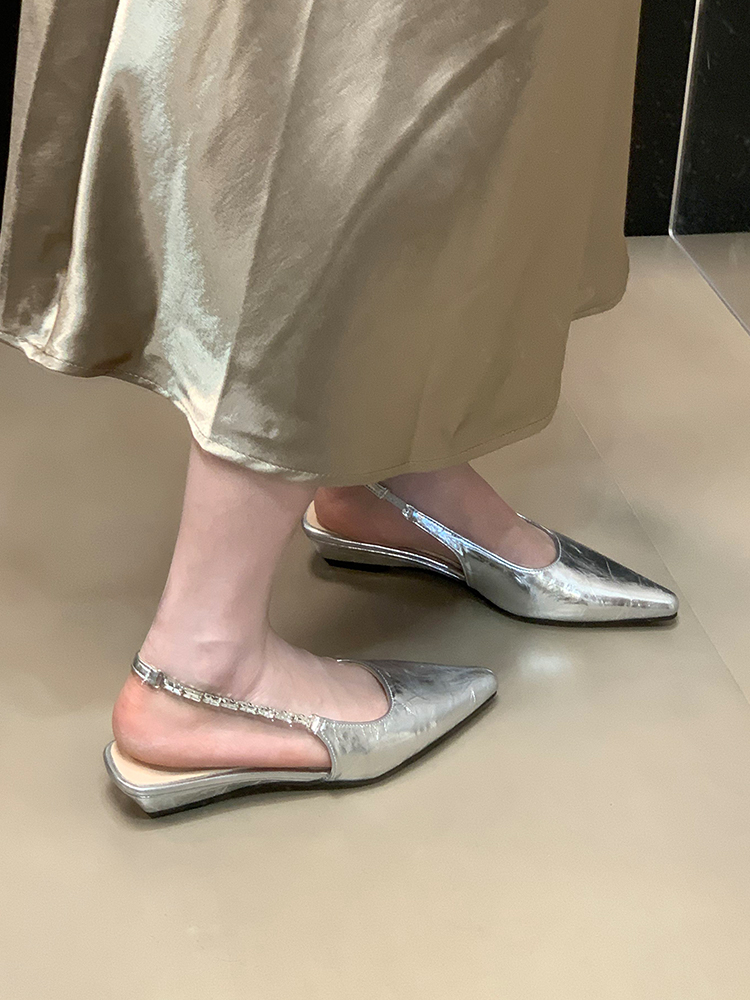 French-Style Low-Heeled Backless Pointed-Toe Sandals with Rhinestone Strap - Summer 2025 Fashion, Shallow Mouth Design French-Style Low-Heeled Backless Pointed-Toe Sandals with Rhinestone Strap - Summer 2025 Fashion, Shallow Mouth Design