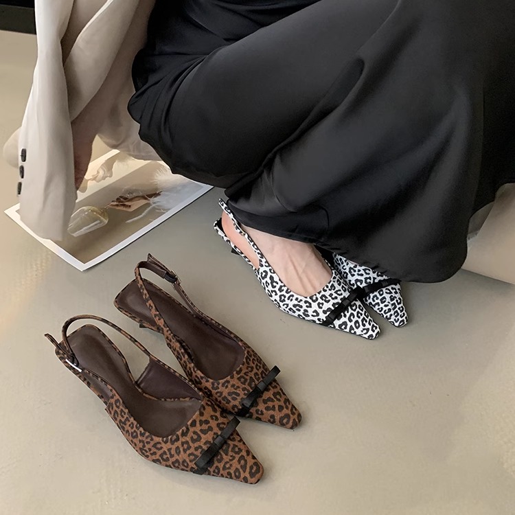 French-Style Pointed Toe Leopard Print High-Heeled Sandals for Women - Comfortable Spring/Summer 2025 Fashion Footwear