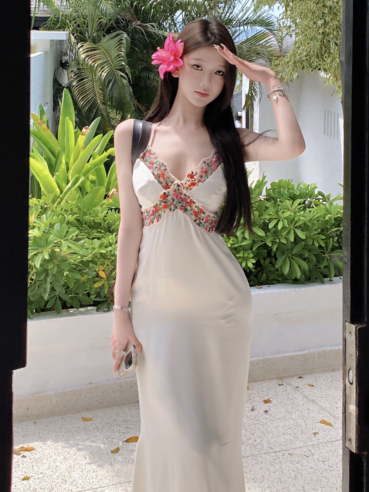 French-Style Sexy Lace Embroidered Mesh Spaghetti Strap Bodycon Dress for Women - Summer Beach Vacation Long Dress French-Style Sexy Lace Embroidered Mesh Spaghetti Strap Bodycon Dress for Women - Summer Beach Vacation Long Dress