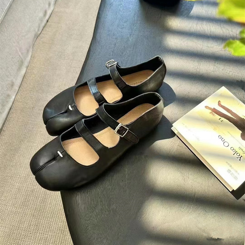 French-style Sheepskin Mary Jane Flat Shoes for Women - Split-Toe Ballet Loafers, Versatile Casual Soft-Soled Footwear French-style Sheepskin Mary Jane Flat Shoes for Women - Split-Toe Ballet Loafers, Versatile Casual Soft-Soled Footwear