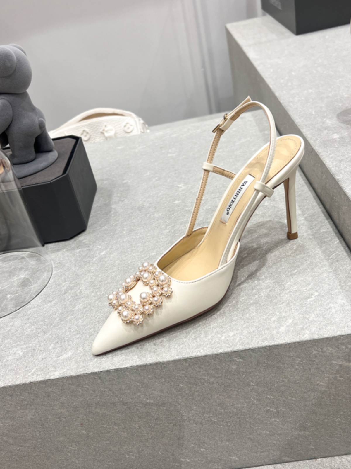 French Style Square Toe Pearl Buckle High Heel Sandals for Women - Fairy Style Thin Heels, Perfect for Y2K and Elegant Looks