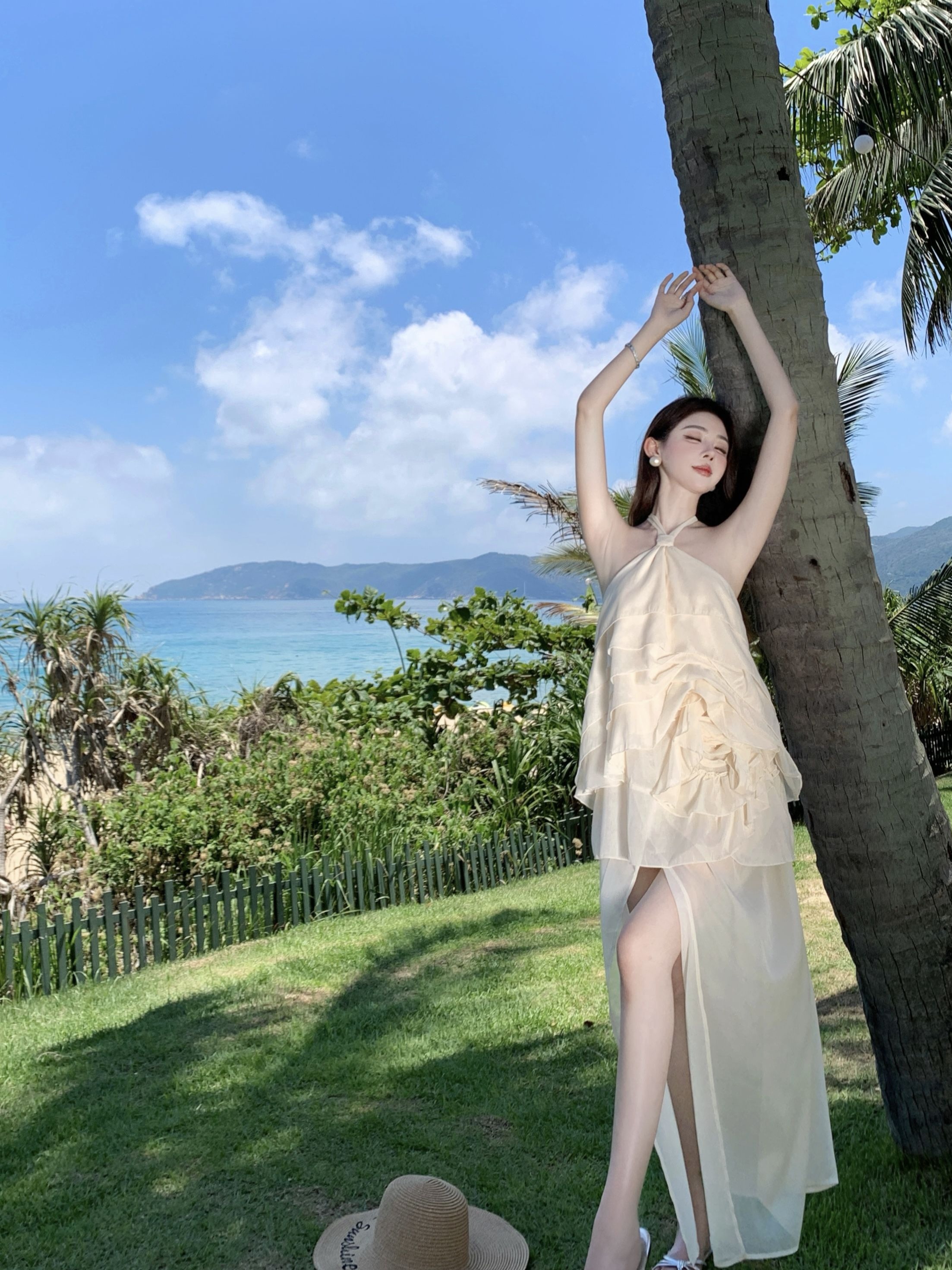 French Style Vacation Irregular Ruffled 3D Rose Halter Strap Dress with Side Slit – Summer Long Skirt for Women, Y2K Inspired French Style Vacation Irregular Ruffled 3D Rose Halter Strap Dress with Side Slit – Summer Long Skirt for Women, Y2K Inspired