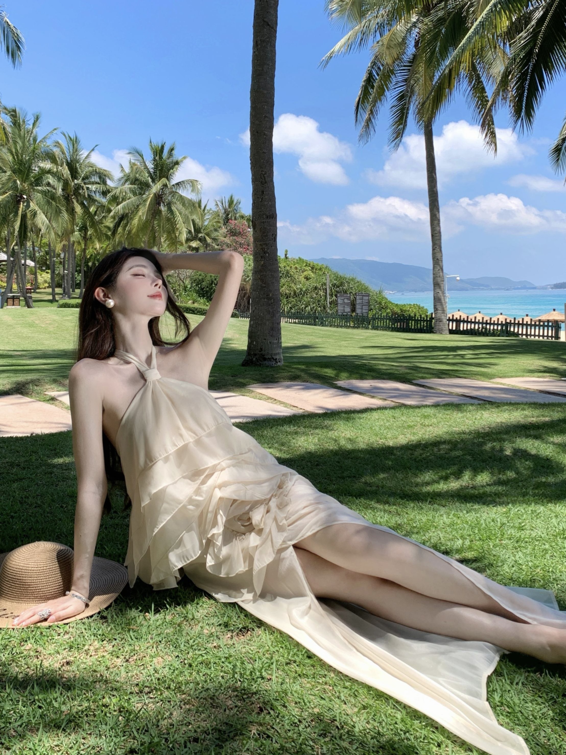 French Style Vacation Irregular Ruffled 3D Rose Halter Strap Dress with Side Slit – Summer Long Skirt for Women, Y2K Inspired French Style Vacation Irregular Ruffled 3D Rose Halter Strap Dress with Side Slit – Summer Long Skirt for Women, Y2K Inspired