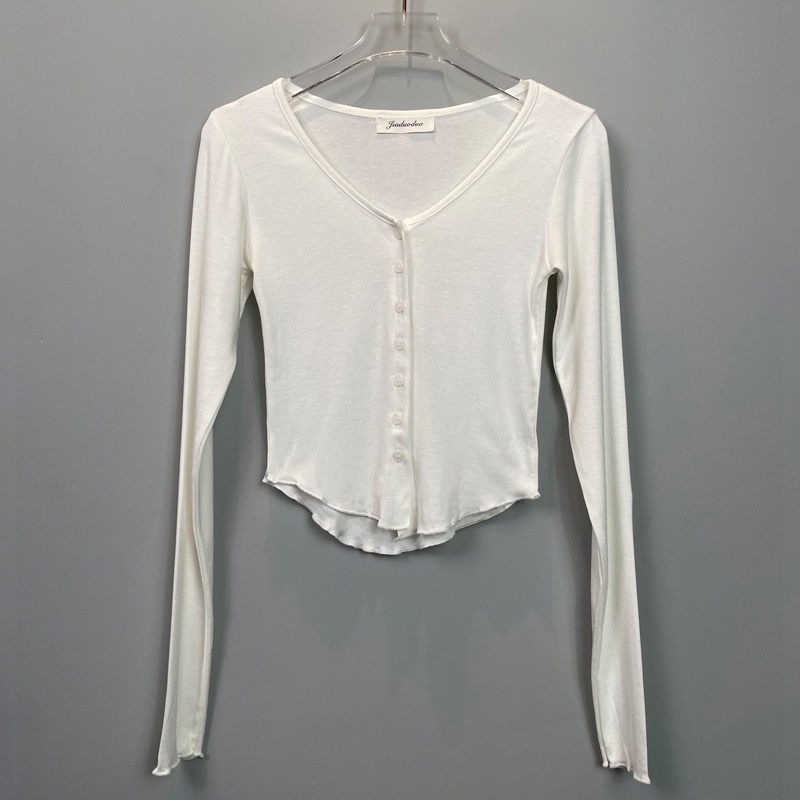 Gentle Pink Long Sleeve Buttoned Open Cardigan T-Shirt - Korean Style Women's Fashion Top