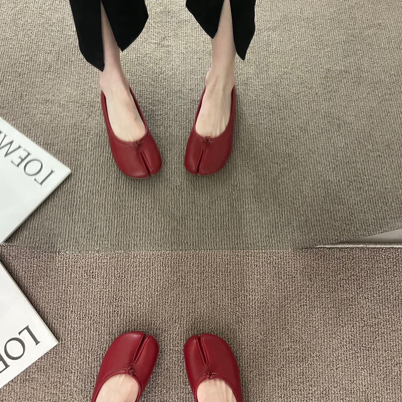 Genuine Leather Flat-Bottom Loafers for Women - Niche Design Split-Toe Pig Hoof Shoes in Spring Grandma Style Genuine Leather Flat-Bottom Loafers for Women - Niche Design Split-Toe Pig Hoof Shoes in Spring Grandma Style