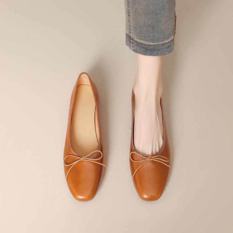 Genuine Leather French Bow Ballet Flats - Soft Bottom Vintage Inspired Grandma Shoes for Effortless Everyday Style Genuine Leather French Bow Ballet Flats - Soft Bottom Vintage Inspired Grandma Shoes for Effortless Everyday Style