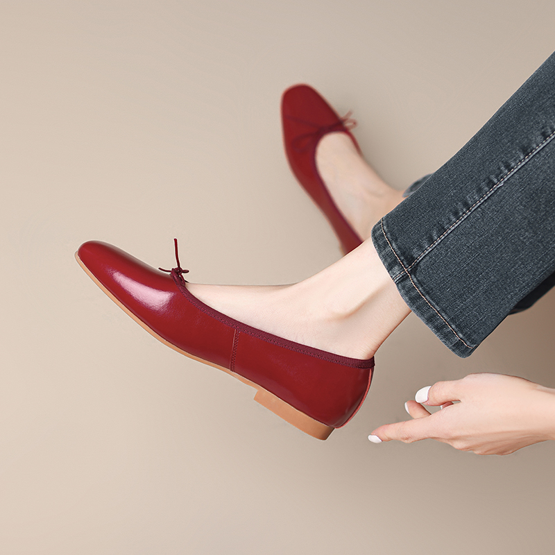 Genuine Leather French Bow Ballet Flats - Soft Bottom Vintage Inspired Grandma Shoes for Effortless Everyday Style Genuine Leather French Bow Ballet Flats - Soft Bottom Vintage Inspired Grandma Shoes for Effortless Everyday Style