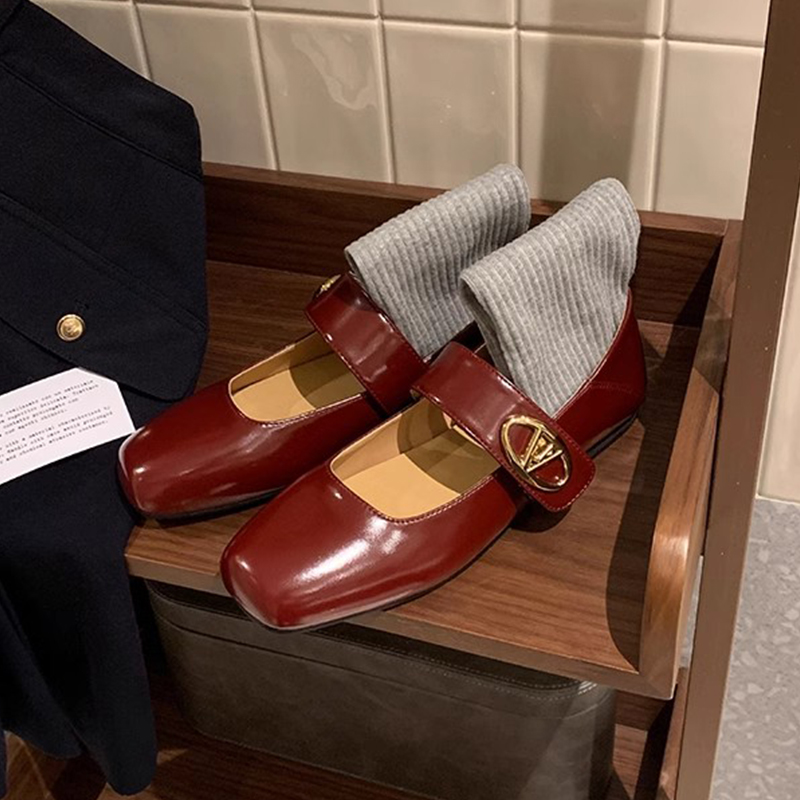 Genuine Leather French Vintage One-Strap Mary Jane Shoes, 2025 Autumn Square-Toe Ballet Flats, Retro Style Footwear Genuine Leather French Vintage One-Strap Mary Jane Shoes, 2025 Autumn Square-Toe Ballet Flats, Retro Style Footwear