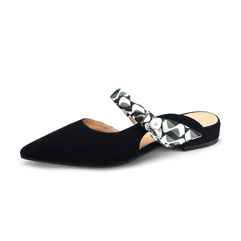 Genuine Leather Pointed Toe Sandals for Women - Summer Outdoor Flat Mules, Casual Slip-Ons, Stylish Comfortable Footwear Genuine Leather Pointed Toe Sandals for Women - Summer Outdoor Flat Mules, Casual Slip-Ons, Stylish Comfortable Footwear