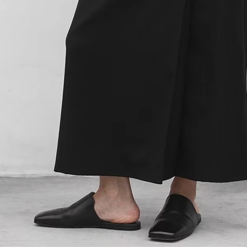 Genuine Leather Soft Sheepskin Half Slippers for Women - Easy Slip-On Sandals, High-End Outdoor & Home Use Beach Shoes