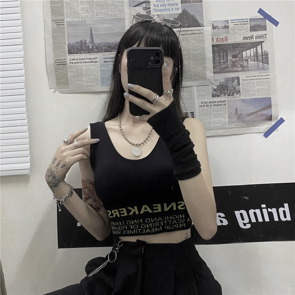 Gothic Dark Jazz Dance Lingerie Camisole - Women's One-Piece Street Dance Fitness Bra, Edgy Party Outfit Gothic Dark Jazz Dance Lingerie Camisole - Women's One-Piece Street Dance Fitness Bra, Edgy Party Outfit