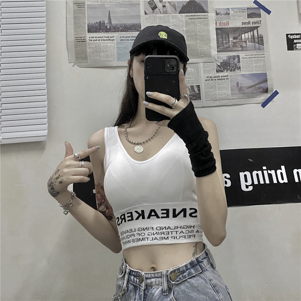 Gothic Dark Jazz Dance Lingerie Camisole - Women's One-Piece Street Dance Fitness Bra, Edgy Party Outfit