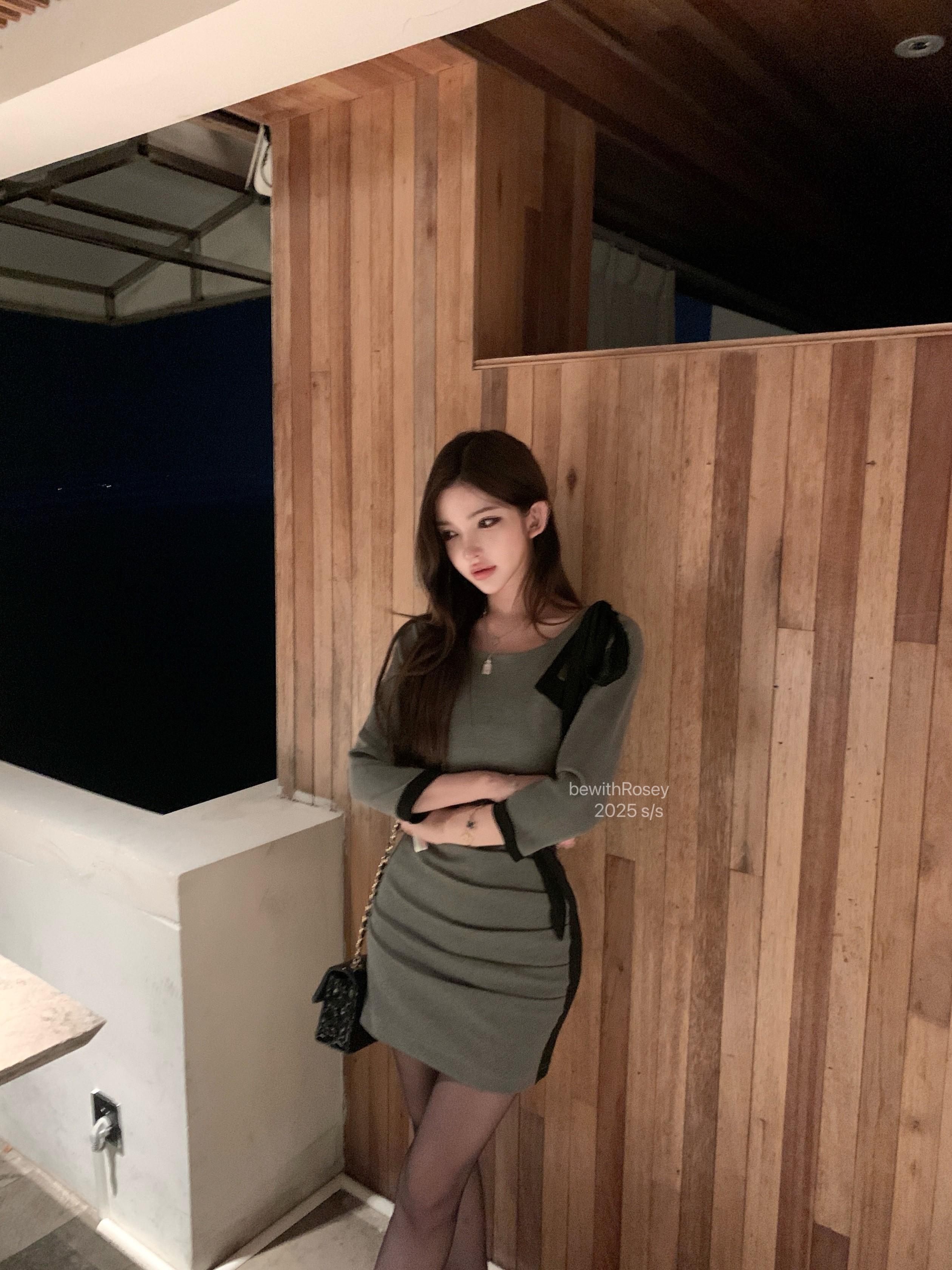 Gray and Black Patchwork Pleated Mid-Sleeve Bodycon Dress for Women - Sexy OL Style, Chic 90s Inspired Fashion Gray and Black Patchwork Pleated Mid-Sleeve Bodycon Dress for Women - Sexy OL Style, Chic 90s Inspired Fashion