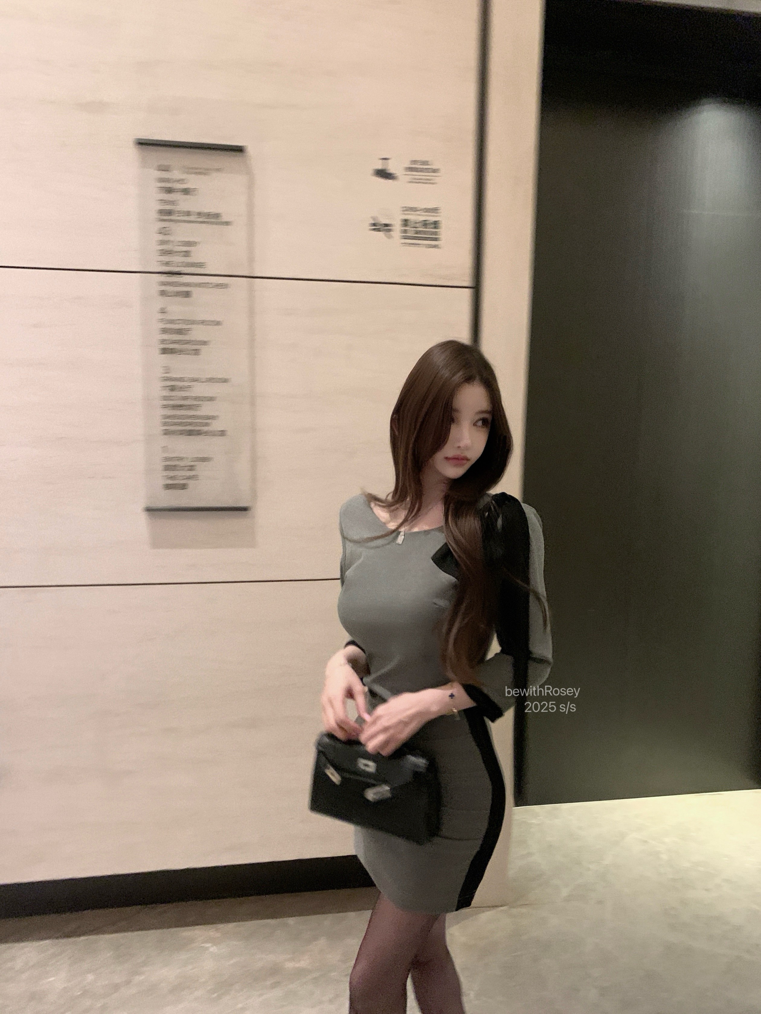 Gray and Black Patchwork Pleated Mid-Sleeve Bodycon Dress for Women - Sexy OL Style, Chic 90s Inspired Fashion