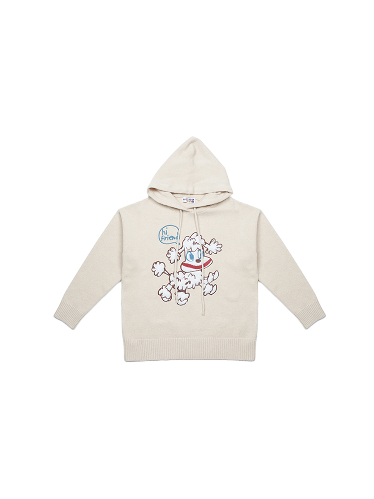 Gray Embroidered Sheep Doll Pullover Hoodie - Loose Knit Sweater, Y2K Style, Cozy Casual Fashion Gray Embroidered Sheep Doll Pullover Hoodie - Loose Knit Sweater, Y2K Style, Cozy Casual Fashion