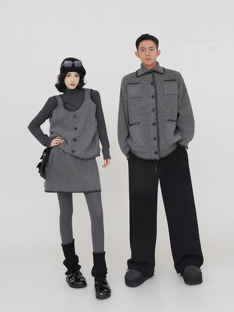 Gray Lapel Long Sleeve Knitted Sweater Coat for Men - Autumn Winter Korean Style Loose Versatile Cardigan Top Gray Lapel Long Sleeve Knitted Sweater Coat for Men - Autumn Winter Korean Style Loose Versatile Cardigan Top