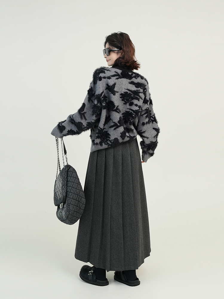 Gray Turtleneck Loose Knit Sweater Coat for Women - Autumn Winter Korean Style Versatile Cardigan Top Gray Turtleneck Loose Knit Sweater Coat for Women - Autumn Winter Korean Style Versatile Cardigan Top