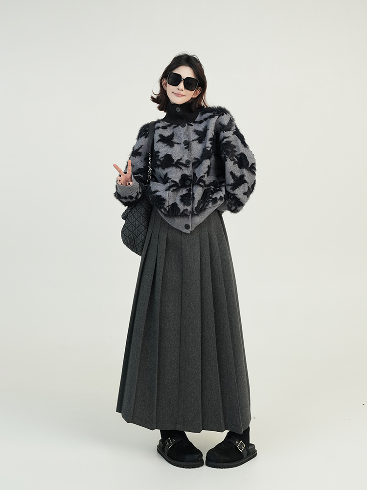 Gray Turtleneck Loose Knit Sweater Coat for Women - Autumn Winter Korean Style Versatile Cardigan Top Gray Turtleneck Loose Knit Sweater Coat for Women - Autumn Winter Korean Style Versatile Cardigan Top