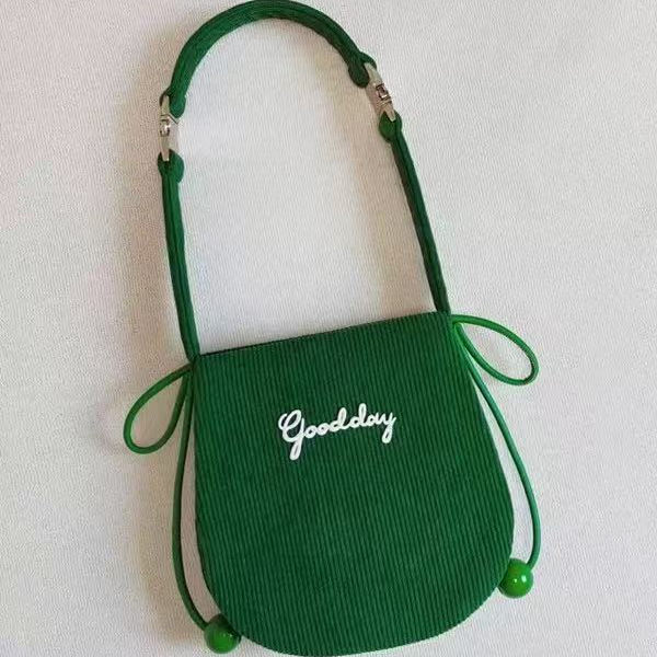 Green Corduroy Commuter Tote Bag - Stylish Large Capacity Underarm Handbag for 2025, Versatile Fashion Essential