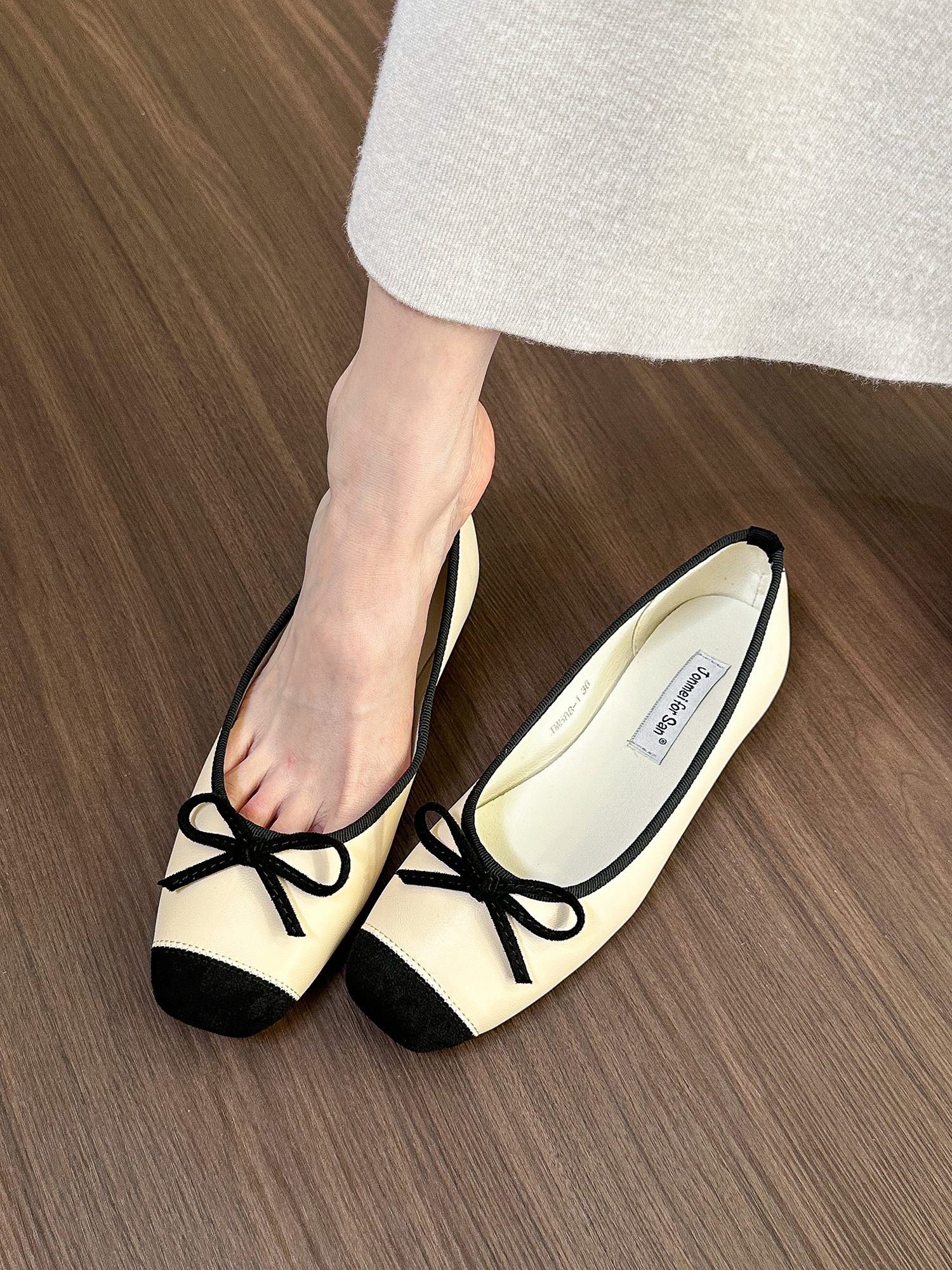 Green Square-Toe Bow Flat Shoes for Women - Comfortable Versatile Flats for Spring/Summer 2024, Y2K Style