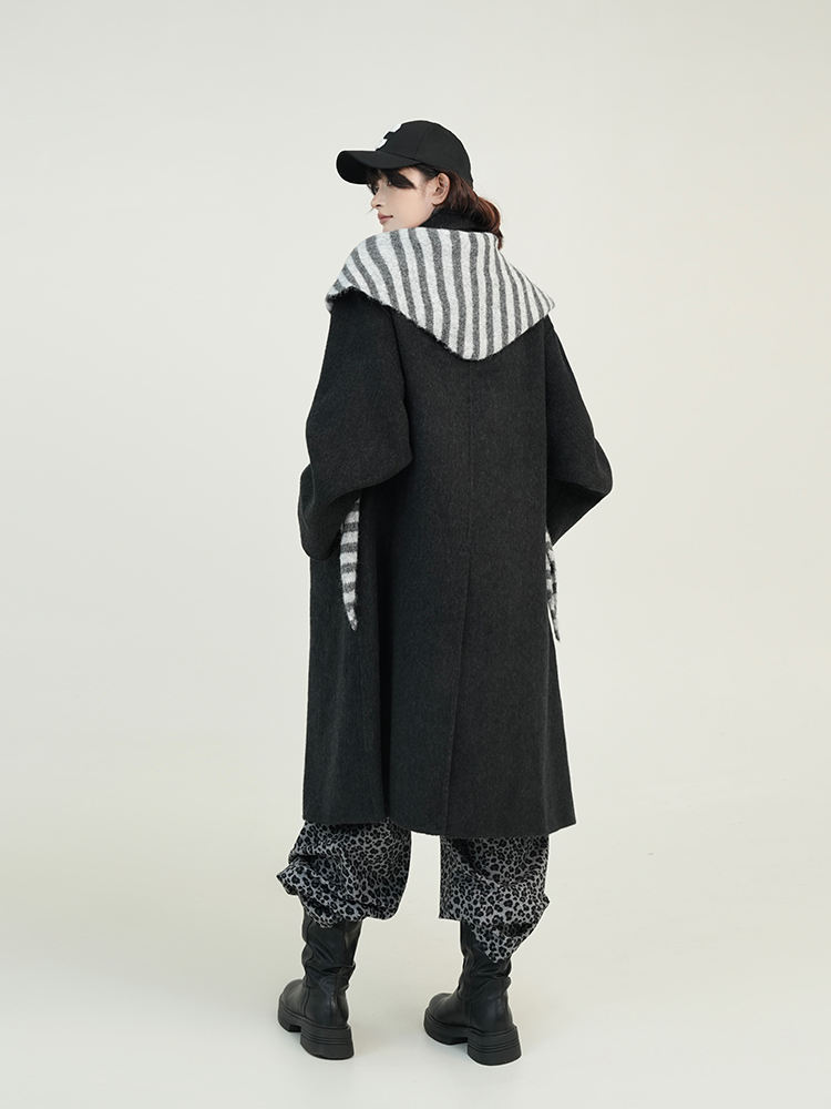 Green Wool Lapel Coat for Women, Autumn Winter Korean Style Loose Warm Long Outerwear Green Wool Lapel Coat for Women, Autumn Winter Korean Style Loose Warm Long Outerwear