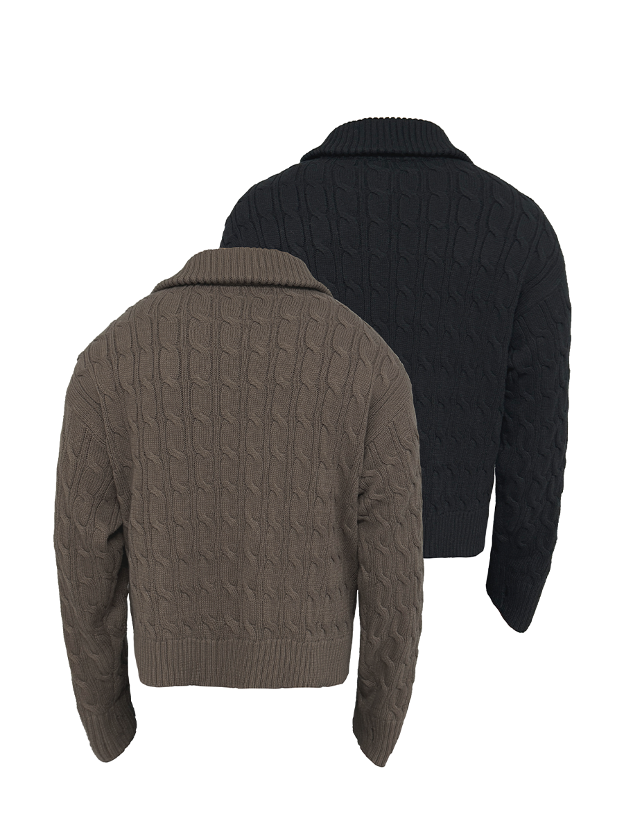 Half-Zip Cable Knit Sweater for Women - Twisted Textured Fabric, High Neck, Warm Long Sleeve - Cozy Fall Fashion Half-Zip Cable Knit Sweater for Women - Twisted Textured Fabric, High Neck, Warm Long Sleeve - Cozy Fall Fashion