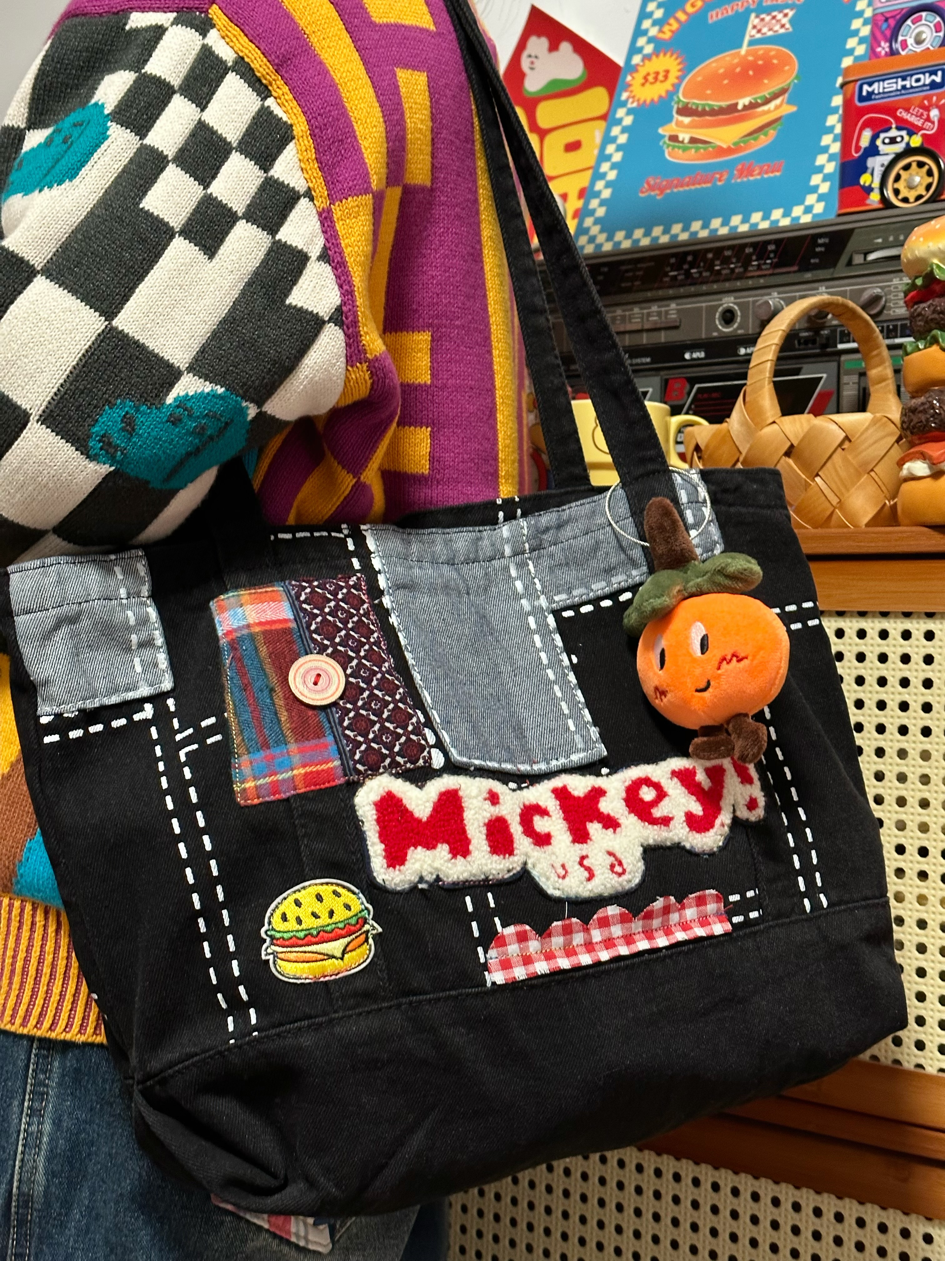 Handmade Denim Tote Bag - Versatile Large-Capacity Single-Shoulder Design for Women - Perfect for Students and Commuters