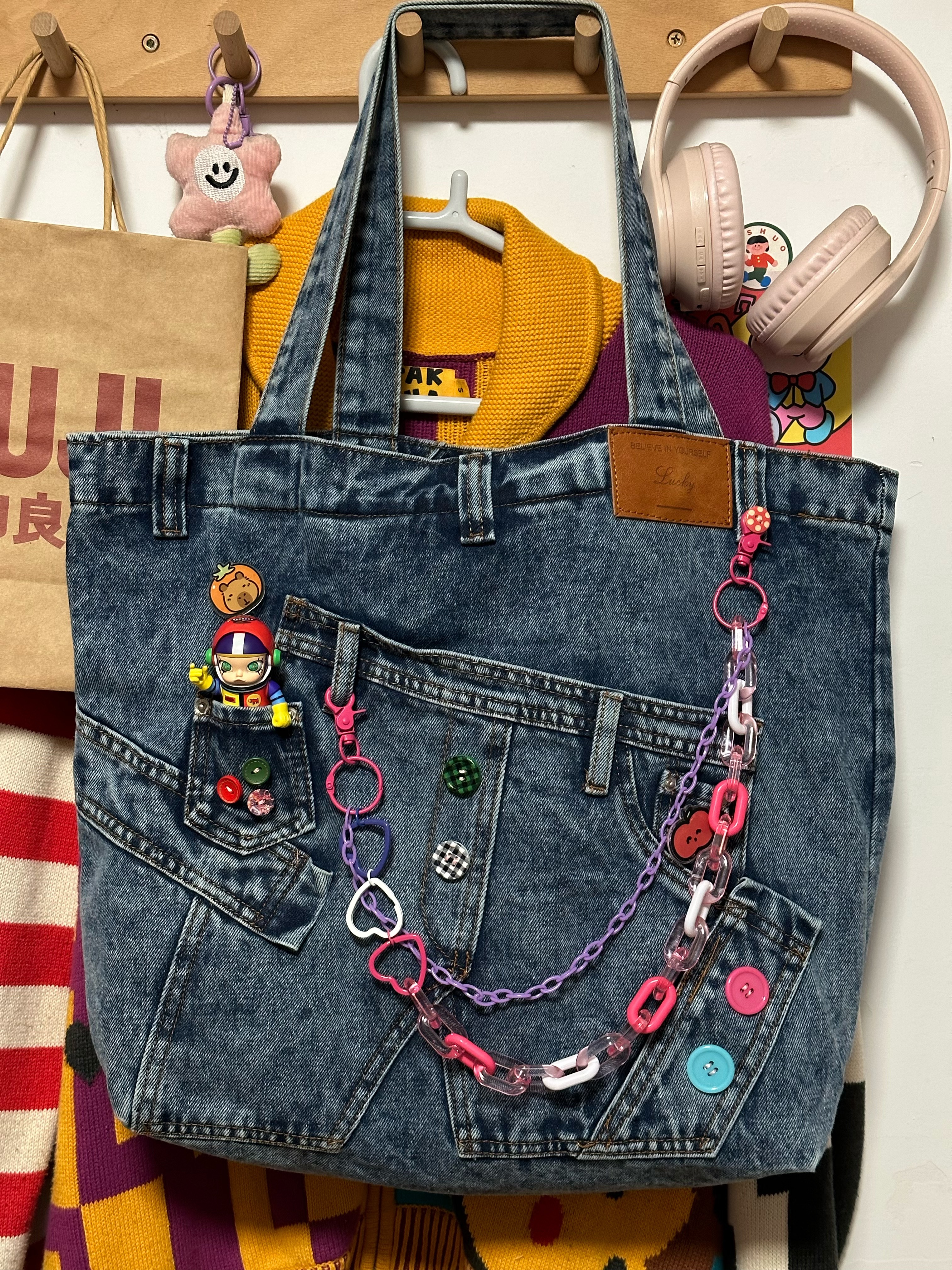 Handmade Denim Women's Bag - Large Capacity Commuting Bag in Y2K Spicy Girl Style, Fashionable Fabric Tote for Everyday Use Handmade Denim Women's Bag - Large Capacity Commuting Bag in Y2K Spicy Girl Style, Fashionable Fabric Tote for Everyday Use