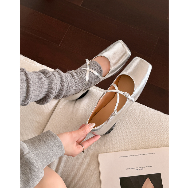 Handmade Distressed Red Cowhide Mary Jane Shoes for Women - Vintage Square-Toe with Cross Strap - French Style Fashion Footwear