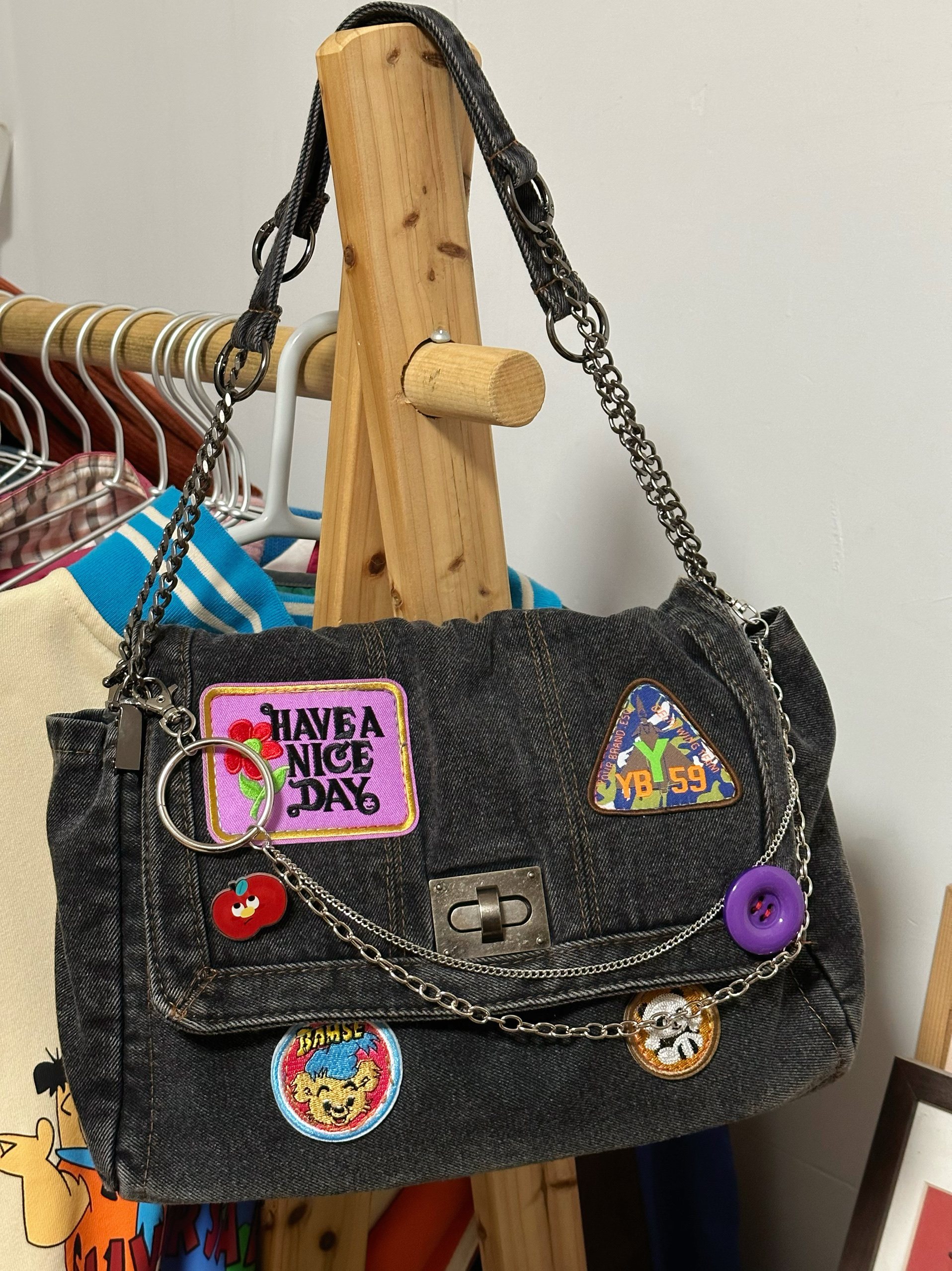 Handmade Large Capacity Denim Crossbody Bag - Retro Y2K Spicy Girl Design, Versatile Remake Fashion Accessory Handmade Large Capacity Denim Crossbody Bag - Retro Y2K Spicy Girl Design, Versatile Remake Fashion Accessory