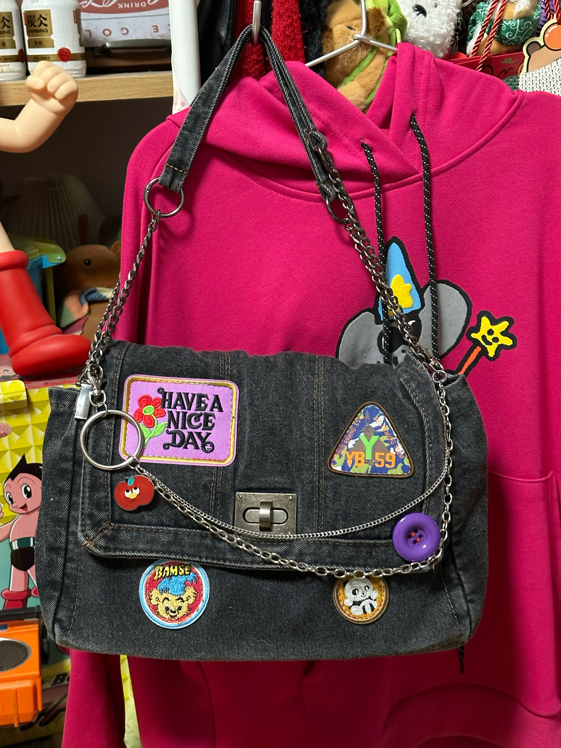 Handmade Large Capacity Denim Crossbody Bag - Retro Y2K Spicy Girl Design, Versatile Remake Fashion Accessory