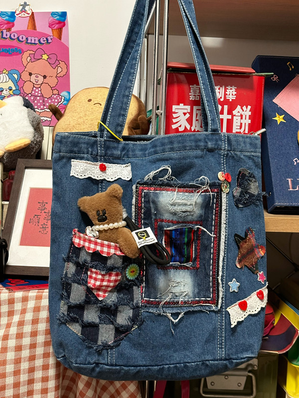 Handmade Large Capacity Denim Shoulder Bag for Students - Trendy Millennial Style Tote for Everyday Use Handmade Large Capacity Denim Shoulder Bag for Students - Trendy Millennial Style Tote for Everyday Use