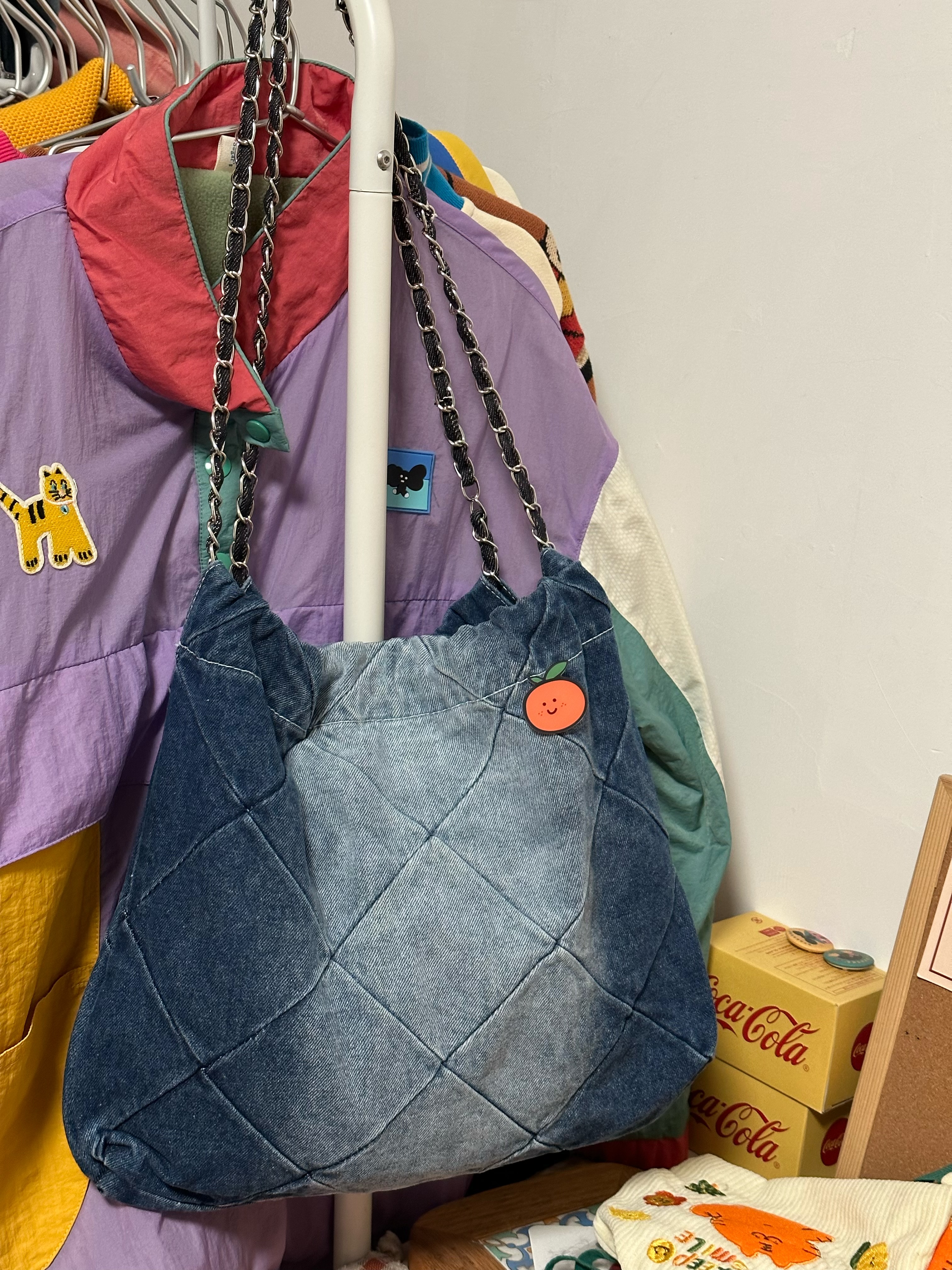 Handmade Large-Capacity Retro Denim Tote Bag for Women - Versatile Millennial Style Class Bag