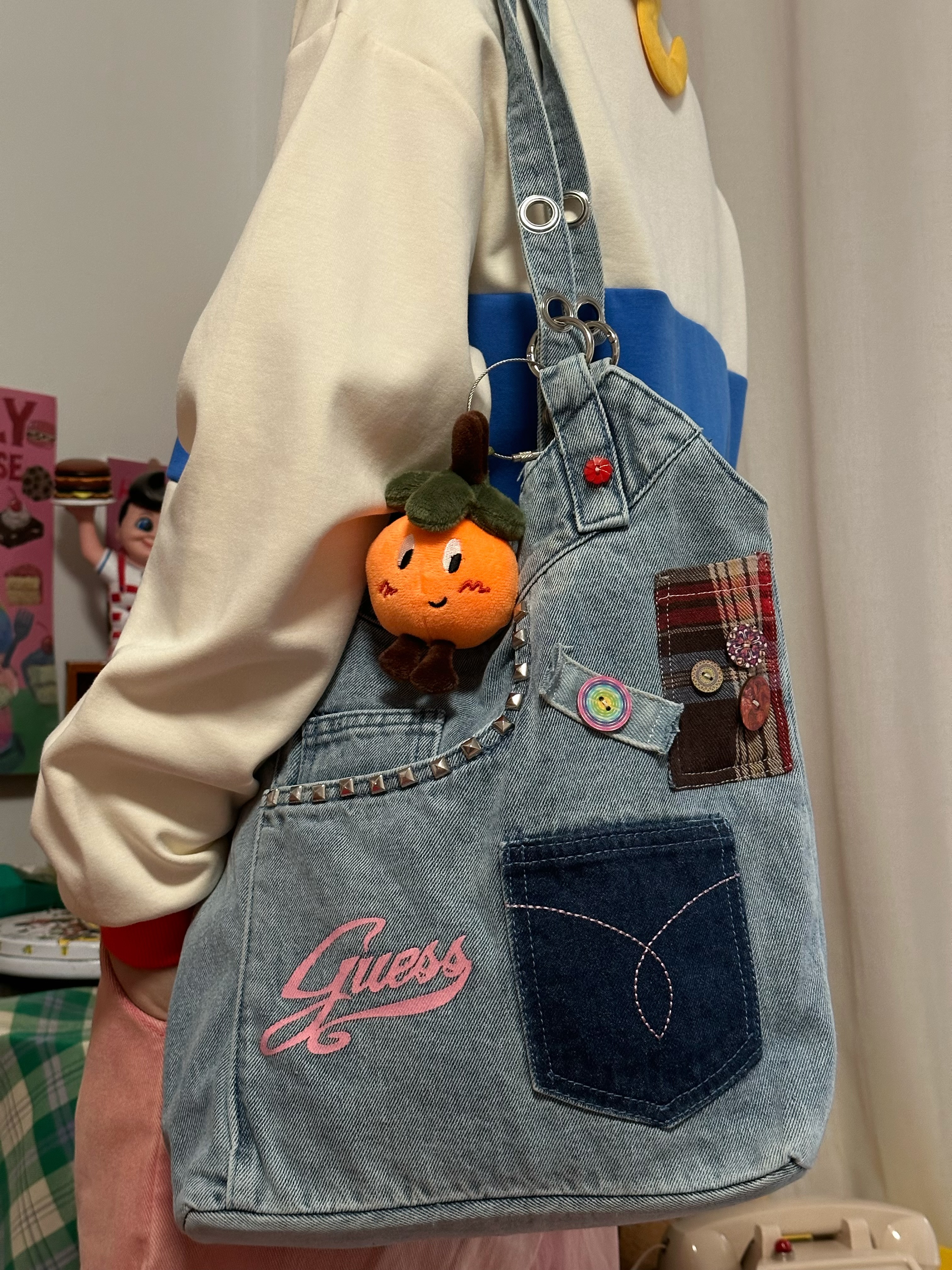 Handmade Millennial-Style Large-Capacity Denim Tote Bag for Women, Japanese Commuter Shoulder Bag, Versatile Student Cloth Bag