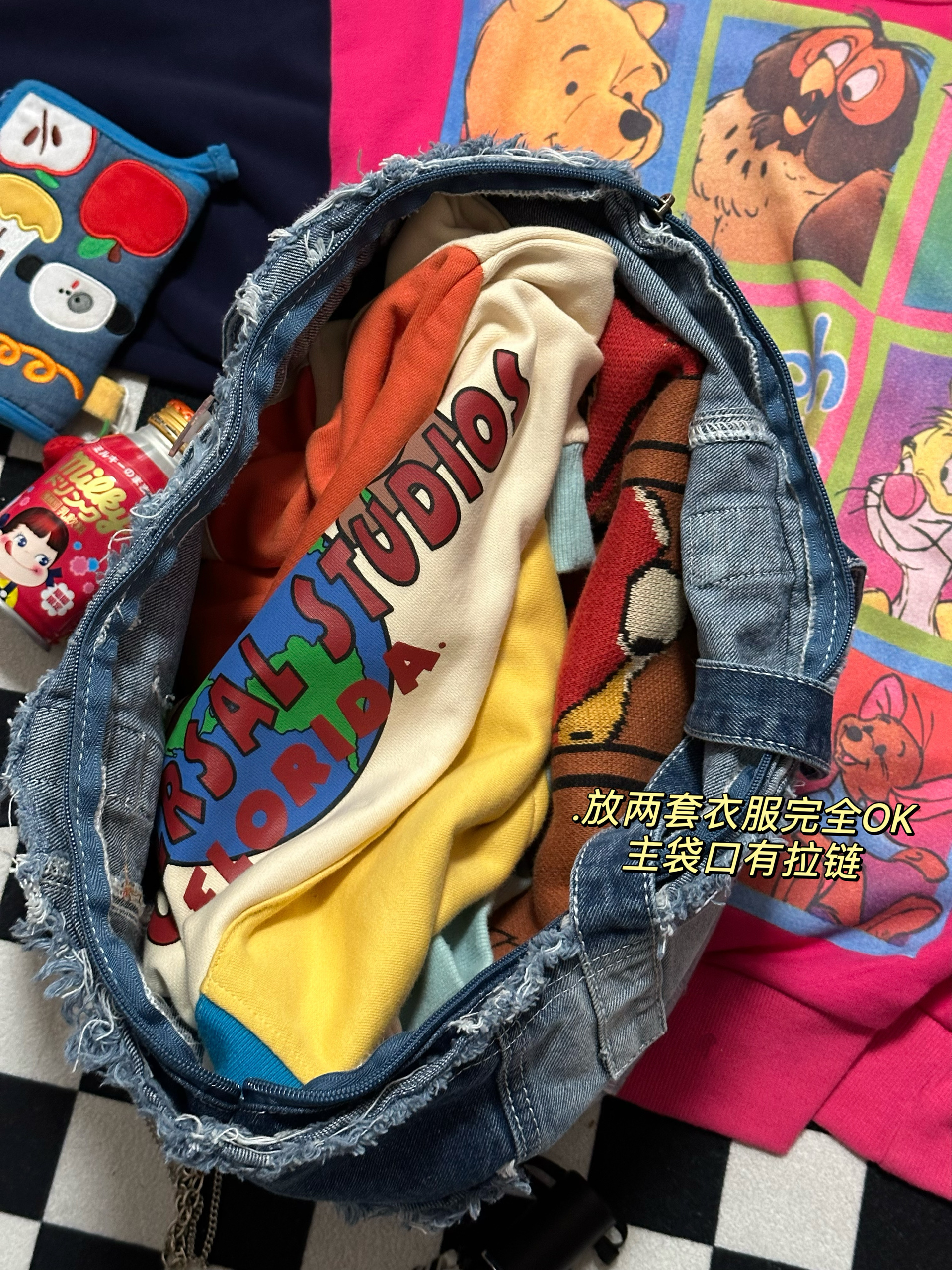 Handmade Patchwork Denim Shoulder Tote Bag - Large Capacity Y2K Style Niche Design for Trendy Girls Handmade Patchwork Denim Shoulder Tote Bag - Large Capacity Y2K Style Niche Design for Trendy Girls