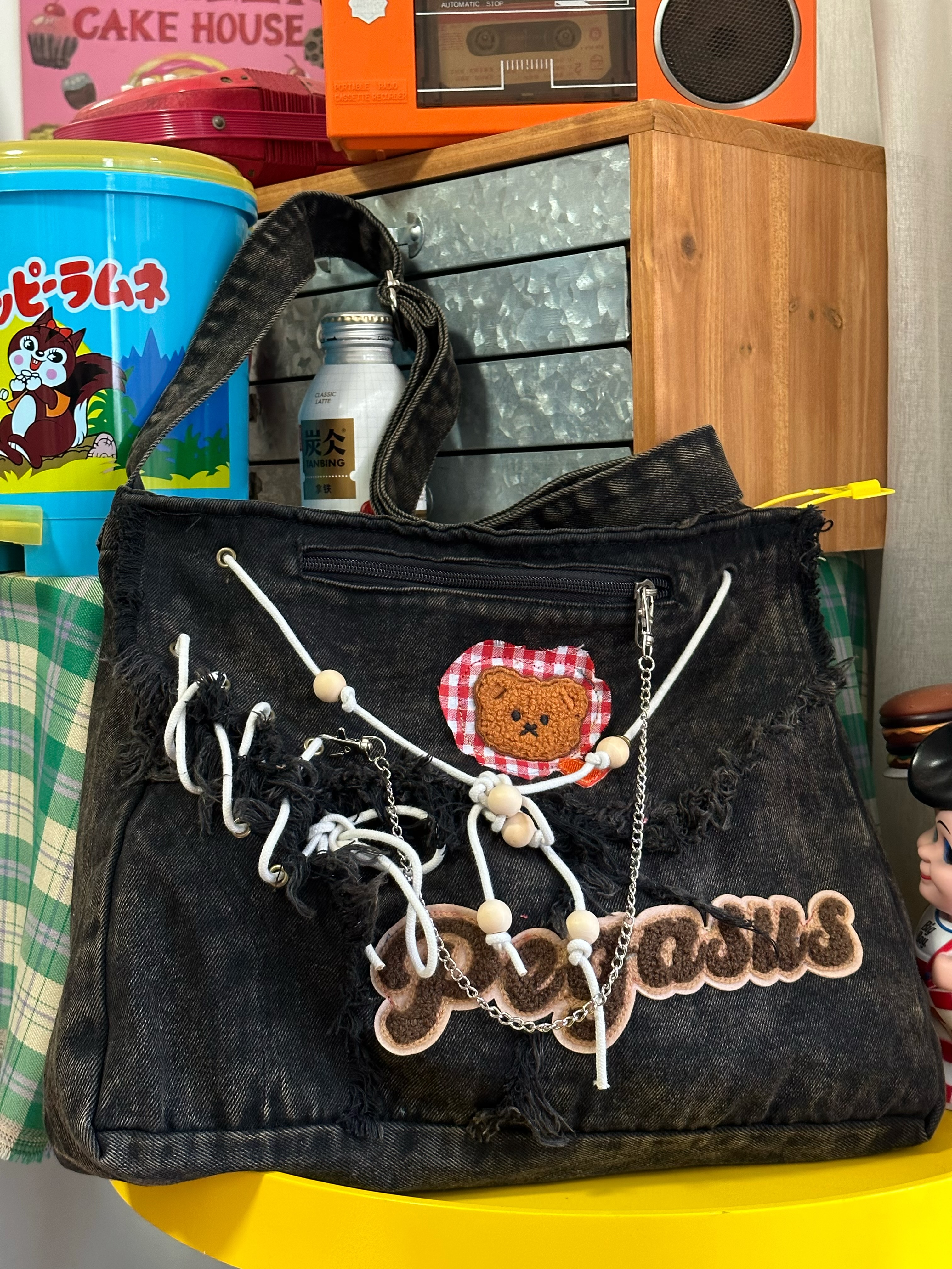 Handmade Versatile Large-Capacity Denim Shoulder Crossbody Tote Bag for Students â€“ Stylish Commuter Bag for Women