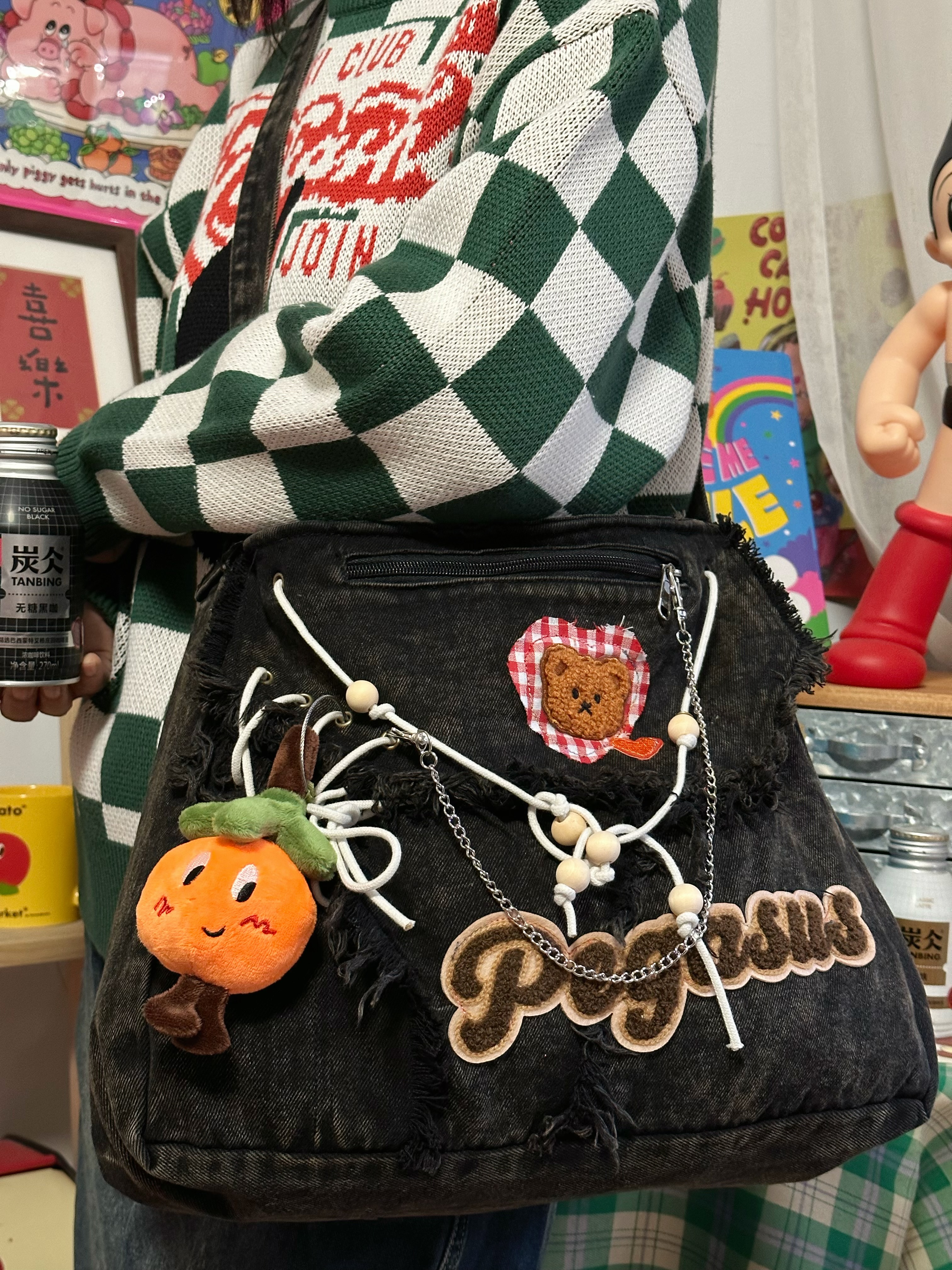 Handmade Versatile Large-Capacity Denim Shoulder Crossbody Tote Bag for Students â€“ Stylish Commuter Bag for Women