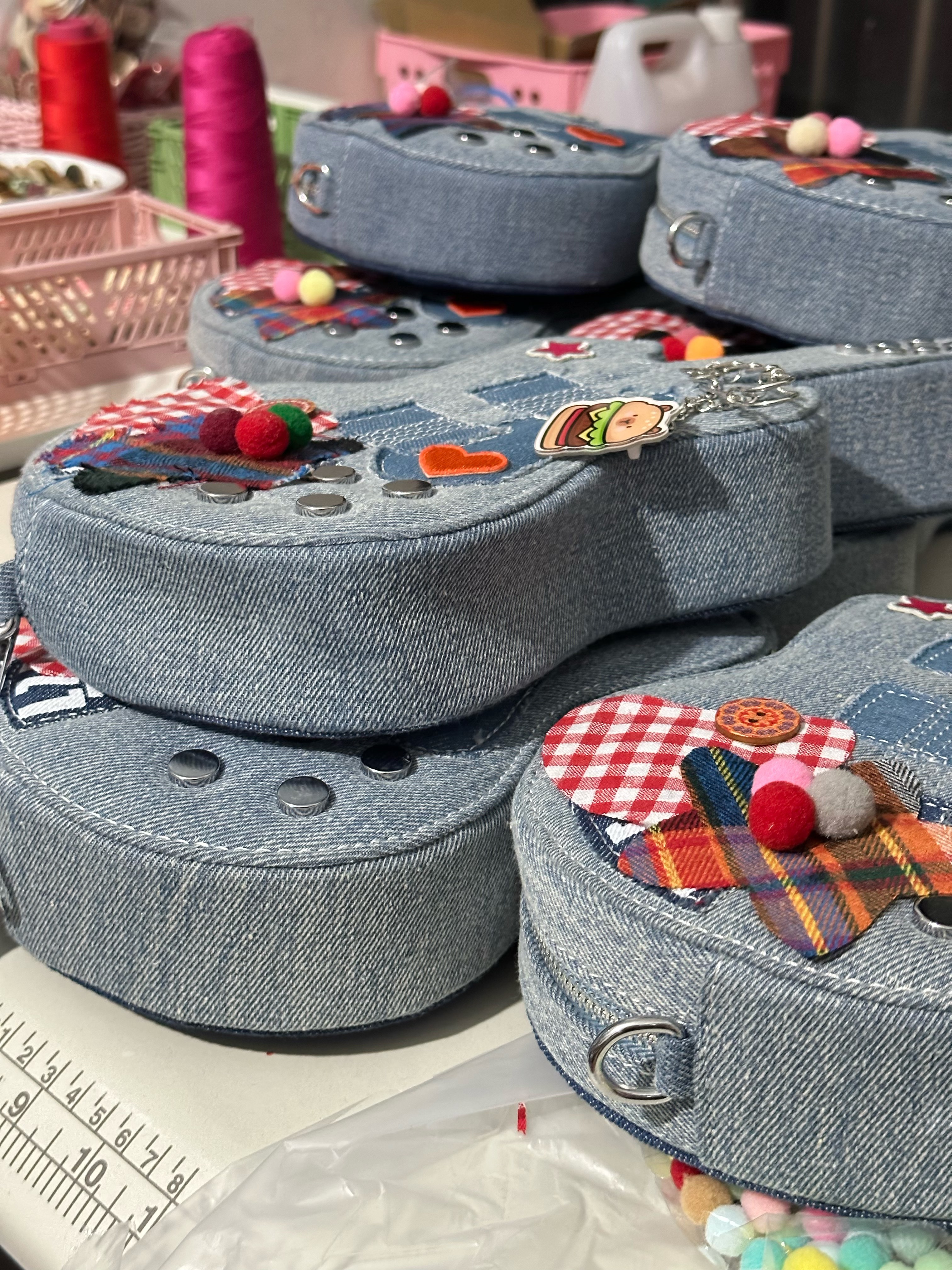 Handmade Y2K Retro Denim Shoulder Crossbody Bag - Versatile Small Bag for Students & Guitar Enthusiasts Handmade Y2K Retro Denim Shoulder Crossbody Bag - Versatile Small Bag for Students & Guitar Enthusiasts