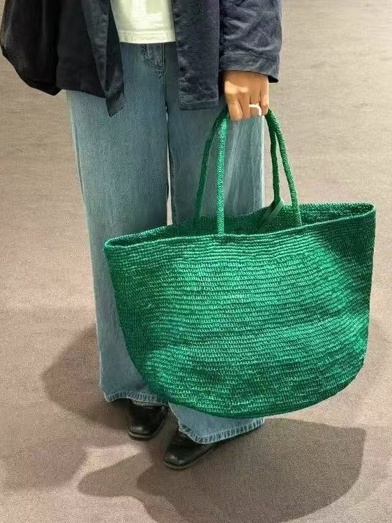 Handwoven French Grass Beach Bag - Large Capacity Relaxed Shoulder Tote for Vacation, Summer, and Travel - 2025 New Style