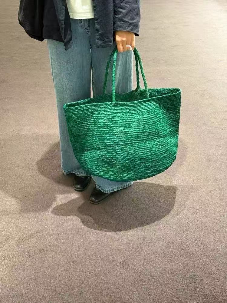 Handwoven French Grass Beach Bag - Large Capacity Relaxed Shoulder Tote for Vacation, Summer, and Travel - 2025 New Style